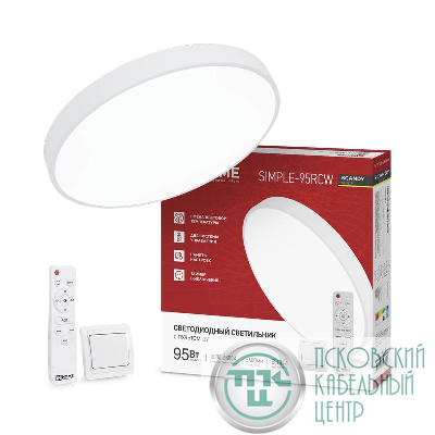 Светильник светодиодный SCANDY SIMPLE-95RCW 95Вт 3000-6500К 7600лм 230В 400х50мм с пультом ДУ бел. IN HOME 4690612062105
