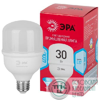 Лампа светодиодная высокомощная RED LINE LED POWER T80-30W-4000-E27 R 30Вт Т80 колокол 4000 К нейтр. бел. E27 2900лм Эра Б0063849