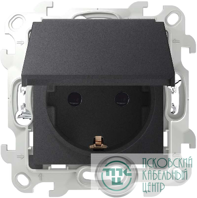 Розетка 1-м СП Simon 24 16А IP44 2P+E Push&Go механизм графит Simon 2420448-038