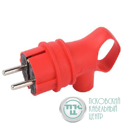 Вилка угловая VX12-R-IP44 16А IP44 с заземл. с кольцом каучук красн. Эра Б0069324