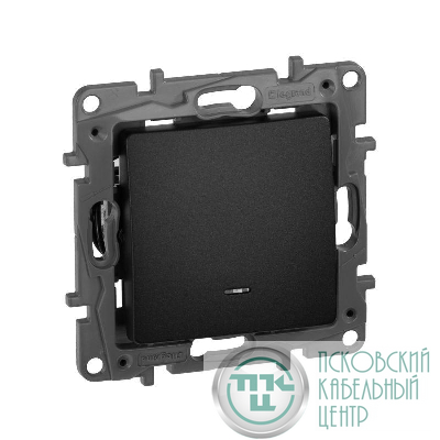 Переключатель 1-кл. СП Etika Plus 10А IP20 250В 10AX с подсветкой безвинтов. зажимы механизм антрацит IEK 672615