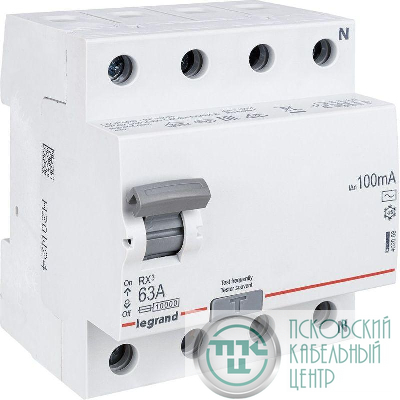 Выключатель дифференциального тока (УЗО) 4п 63А 100мА тип AC RX3 ИЭК Leg 402068