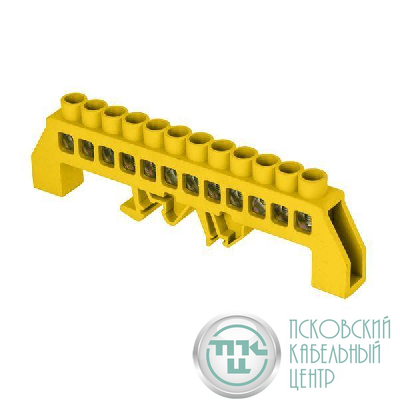 Шина нулевая PE 8х12 12 отвер. латунь желт. нейлоновый корпус комбинированный PROxima EKF sn0-125-12-dpe