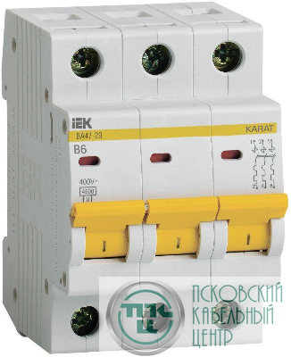 Выключатель автоматический модульный 3п B 6А 4.5кА ВА47-29 KARAT IEK MVA20-3-006-B