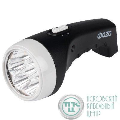 Фонарь аккумуляторный ручной AccuF2-L07-bk 7LED 2 режима: 100проц./25проц. аккум. 0.4А.ч выдвижная вилка индикатор зарядки черн. ФАZА 5000810