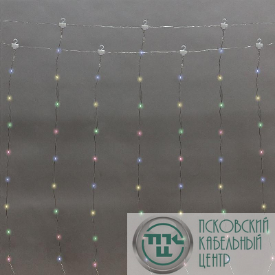Гирлянда светодиодная "Роса "Светодиодный дождь" 3х2м LED мультиколор 12Вт IP20 USB+пульт управления с крючками для крепления Neon-Night 315-879