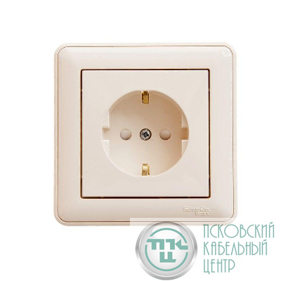 Розетка 1-м СП W59 16А IP20 с заземл. защ. шторки в сборе сл. кость SE RS16-152-28