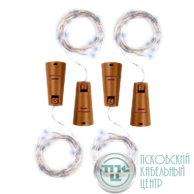 Гирлянда DC-G04-20WS4 пробки 20LED 3x(LR44/LR1154/AG13/G13) (в компл.) (уп.4шт) бел. ФАZА 5047952