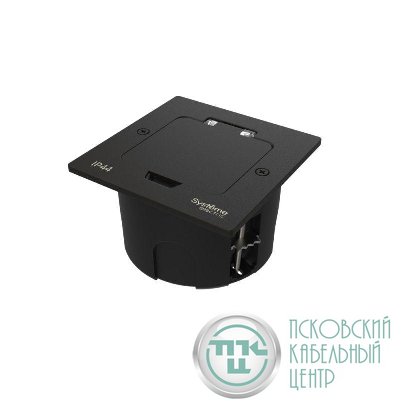 Лючок MultiDesk MDK20 на 2мод. IP44 с монтажной коробкой для стены фальшпола стола черн. матов. SE MDK20102MBA