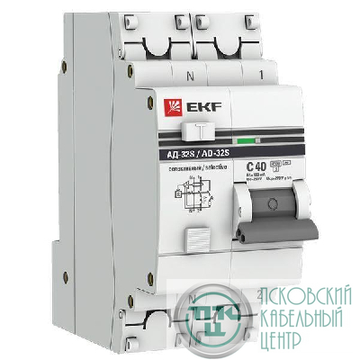 Выключатель автоматический дифференциального тока 2п (1P+N) 40А 100мА АД-32 селект. PROxima EKF DA32-40-100S-pro