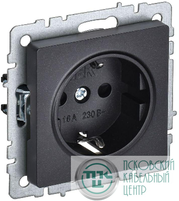 Розетка BRITE РС14-1-0-БрЧ 16А с заземл. защ. шторки механизм черн. IEK BR-R14-16-K02