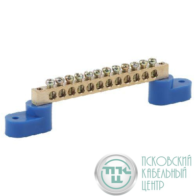 Шина N "ноль" на двух угловых изоляторах ШНИ-8х12-12-У2 NO-222-69 син. Эра Б0033448