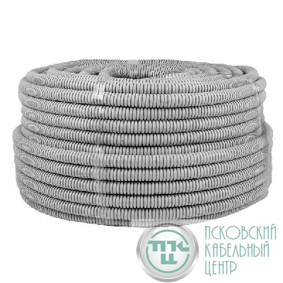 Труба гофрированная ПВХ d25мм с протяжкой сер. (уп.50м) Plast PROxima EKF tg-z-25