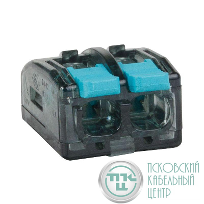 Клемма строительно-монтажная OptiKit СМК 221-412 с рычагом 2 отверстия 0.2-2.5(4.0)кв.мм КЭАЗ 351064