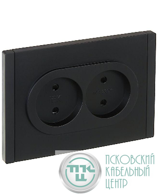 Розетка 2-м СП FORTE&PIANO FP125 10А без заземл. защ. шторки безвинт. крепл. черн. IEK FP-R23-10-1-K02
