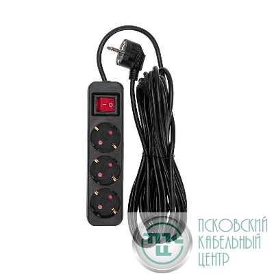 Удлинитель 3х5м с заземл. STANDARD 3х1кв.мм с выкл. черн. Rexant 13-4020