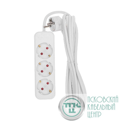 Удлинитель 3х3м с заземл. STANDARD 3х1кв.мм бел. Rexant 13-4010