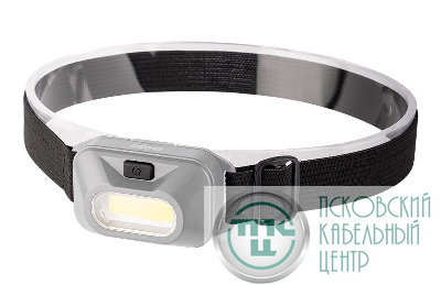 Фонарь налобный H9-L1W-gy 1Вт COB 100лм 100%/50%/мигающий 3хAAA (не входят в комплект) сер. ФАZА 5031180