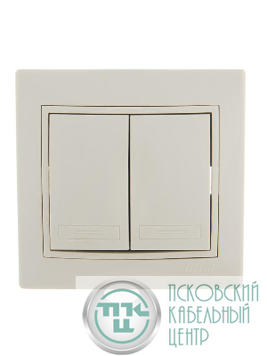 Выключатель 2-кл. СП Mira 10А IP20 со вставкой крем. LEZARD 701-0303-101