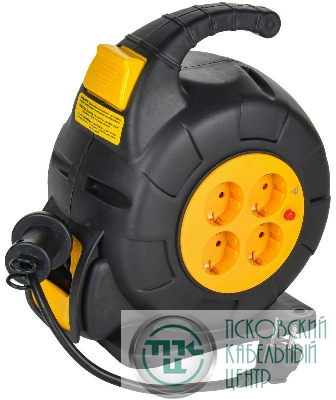 Удлинитель на катушке TWIST 4х10м с заземл. автосмотка 16А IP20 ПВС 3х1.5 IEK TW-KP27-16-04-10