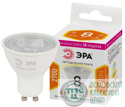 Лампа светодиодная STD LED Lense MR16-8W-827-GU10 GU10 8Вт линзованная софит тепл. бел. свет Эра Б0054941
