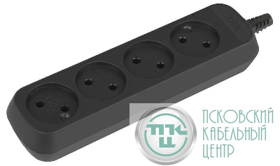 Колодка удлинителя 4-м без заземл. черн. KX-4-B Эра Б0061705