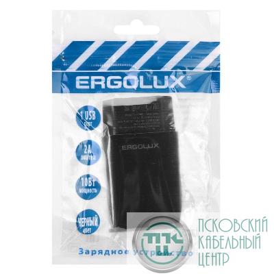 Адаптер сетевой ELX-РA01P-C02 ПРОМО 1USB 100-220В 5В/2А пакет черн. ERGOLUX 15107