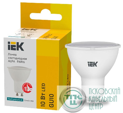 Лампа светодиодная Alfa 10Вт PAR16 софит 4000К GU10 230В (6шт) IEK LLA-PAR16-10-230-4-GU10-6