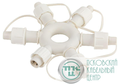 Разветвитель круговой 6 гнезд IP44 24В для гирлянд провод ПВХ Эра Б0051903