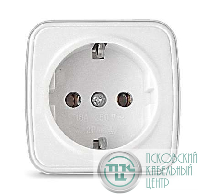 Розетка 1-м ОП Электра 16А IP20 с заземл. бел. Союз 0012
