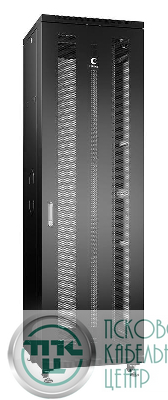 Шкаф монтажный телекоммуникационный напольн. ND-05C-42U60/60-BK 19дюйм 42U 600х600х2055мм для распределит. и серверн. оборудования; передн. и задн. перфорир. двери ручка с замком RAL 9004 черн. Cabeus 8552c