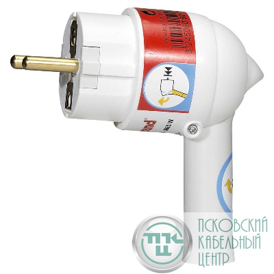 Вилка электрич. каб. Helium 16А 2P+E с выталкивающей кнопкой бел. Leg 050175