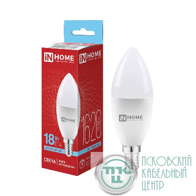 Лампа светодиодная LED-СВЕЧА-VC 18Вт свеча 6500К E14 1620лм 230В IN HOME 4690612065311