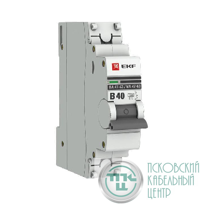 Выключатель автоматический модульный 1п B 40А 4.5кА ВА 47-63 PROxima EKF mcb4763-1-40B-pro