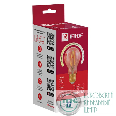 Лампа филаментная Умная Connect E27 Wi-Fi EKF slwf-e27-fil