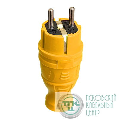 Вилка прямая с заземл. IP44 каучук желт. TOKOV TKE-C07-KV-Z
