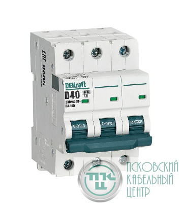 Выключатель автоматический модульный 3п D 40А 10кА ВА-105 DEKraft 13229DEK