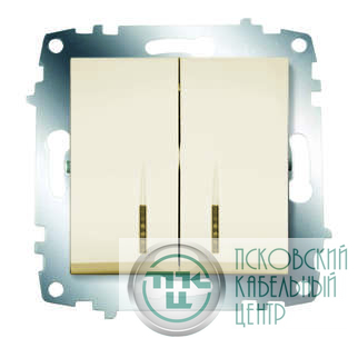 Выключатель 2-кл. 1мод. СП Cosmo 10А IP20 с подсветкой механизм крем. ABB 619-010300-203