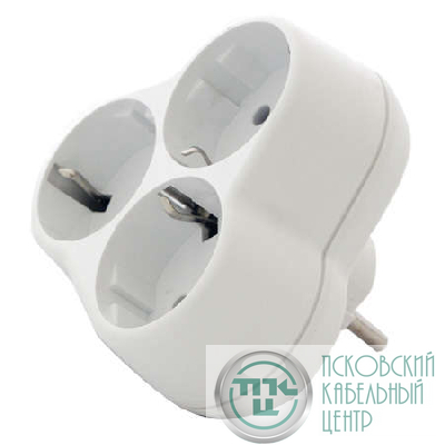 Разветвитель 3-м с заземл. 16А 250В еврослот кругл. бел. UNIVersal АК303