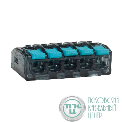 Клемма строительно-монтажная OptiKit СМК 221-415 с рычагом 5 отверстий 0.2-2.5(4.0)кв.мм КЭАЗ 351069