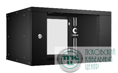 Шкаф телекоммуникационный настенный разборный LIGHT WSC-05D-6U55/45-BK 19дюйм 6U дверь стекло черн. Cabeus 10172c