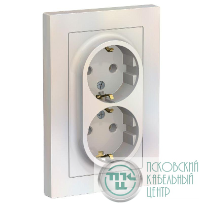 Розетка 2-м СП AtlasDesign 16А IP20 с заземл. в сборе жемчуж. SE ATN000424
