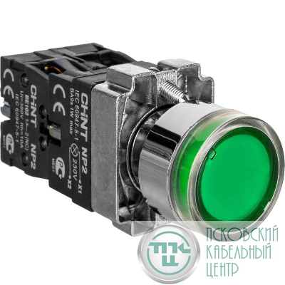 Кнопка управления NP2-BW3361 плоская 1НО AC/DC230В(LED) IP40 (R) зел. CHINT 574077