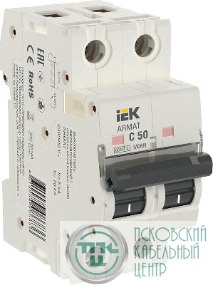 Выключатель автоматический модульный 2п C 50А M06N ARMAT IEK AR-M06N-2-C050