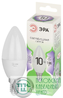 Лампа светодиодная GREEN LINE B35-10W-865-E14 GL 10Вт свеча 6500К свет холод. E14 Эра Б0067095