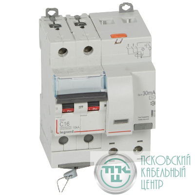Выключатель автоматический дифференциального тока 2п C 16А 30мА тип AC 10кА DX3 4мод. Leg 411158