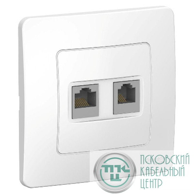 Розетка компьютерная + телефонная 2-м СП Blanca RJ45 кат.5E + RJ11 бел. SE BLNIS045111