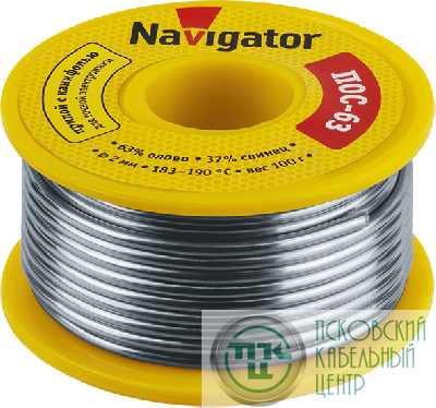 Припой 93 787 NEM-Pos05-63K-2-K100 (ПОС-63 катушка 2мм 100г) NAVIGATOR 93787