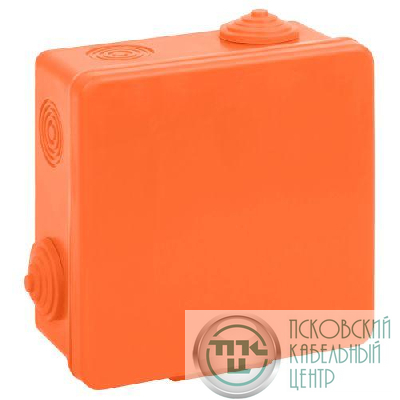 Коробка распаячная огнестойкая 100х100х50 с гермовводами 8 входов IP54 оранж. KOR-100-100-50-8g-OR-FR Эра Б0068901