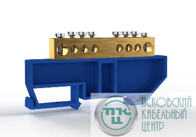 Шина нулевая на DIN-изоляторе 8х12мм 8 отвер. латунь TOKOV ELECTRIC TKE-BCB-812-8-DIN/N